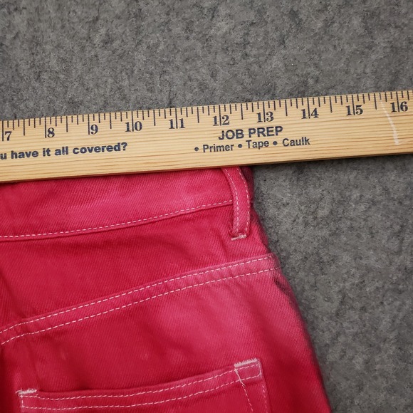 H&M Jeans Womens 2 Red Black Straight Baggy Wide Leg Smiley Face Ladies Y2K - Picture 8 of 12